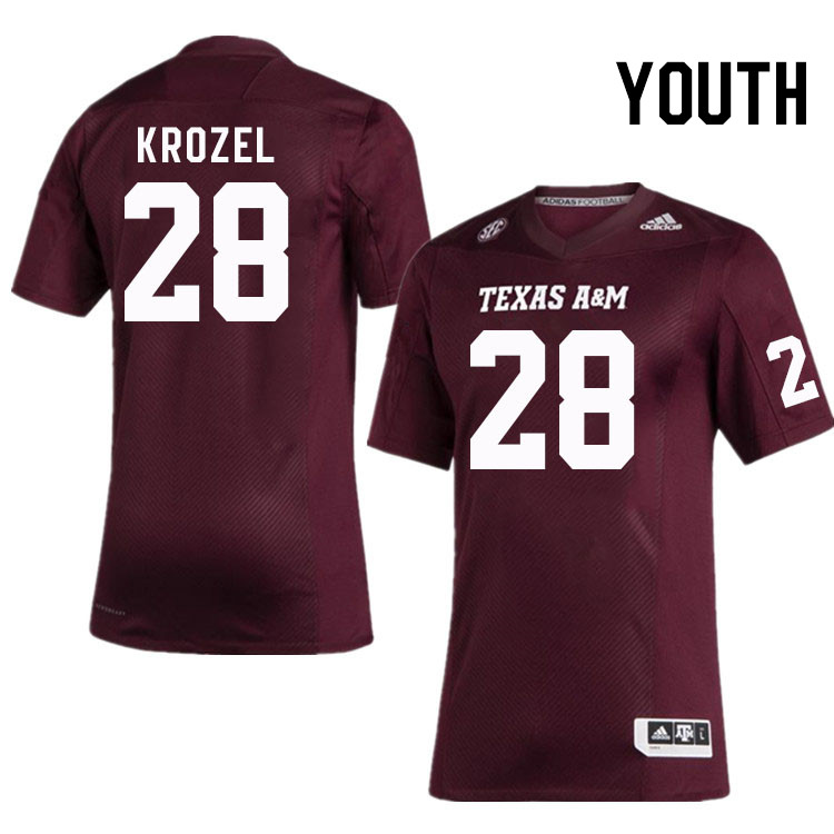 Youth #28 Eli Krozel Texas A&M Aggies College Football Jerseys Stitched Sale-Maroon